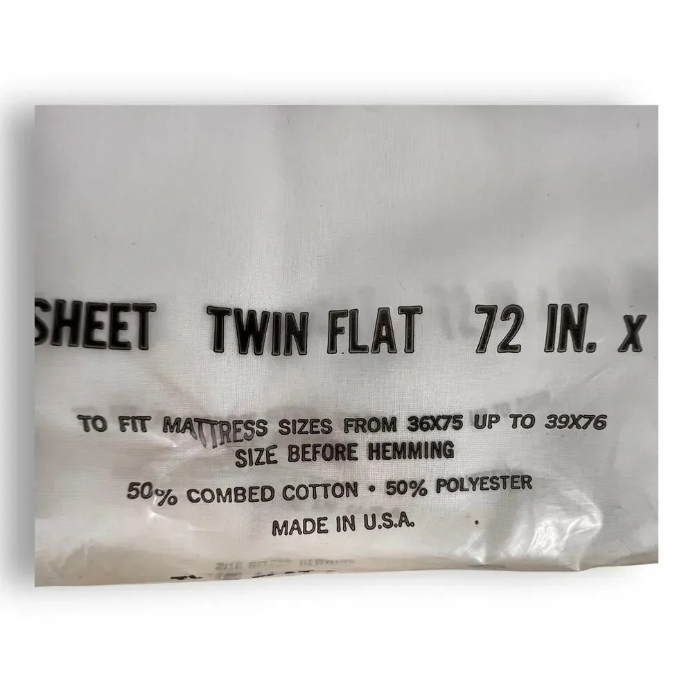Vintage Cannon Royal Family Twin Flat Sheet White Percale USA Made 72x104 NOS